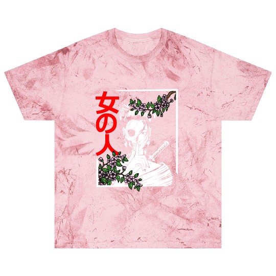 Japanese Samurai Floral Warrior Flower Woman Blast T Shirts