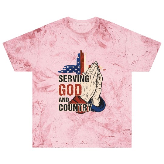 Serving God And Country US Flag Cross Patriotic Ch Blast T Shirts