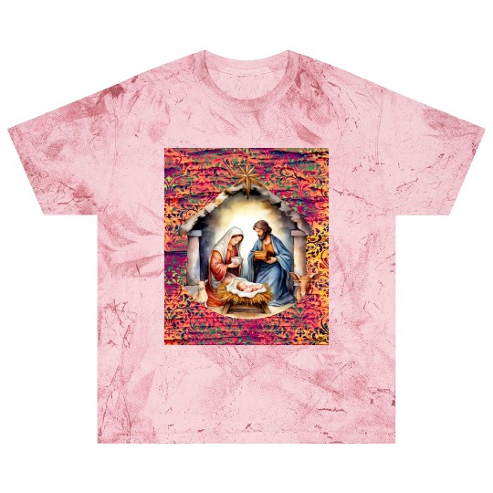 Nativity scene with Mary Joseph Baby Jesus Blast T Shirts