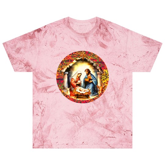 Nativity scene with Mary Joseph Baby Jesus Blast T Shirts