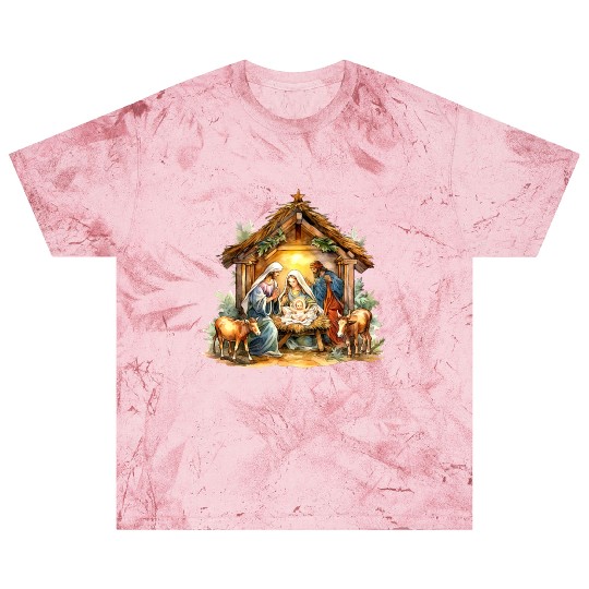 Nativity scene with Mary Joseph Baby Jesus Blast T Shirts
