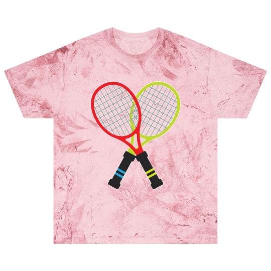 Tennis Racket Pair Red Green Blast T Shirts