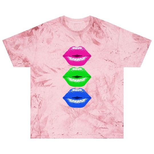 3 Kissing Lips Neon Colors Blast T Shirts