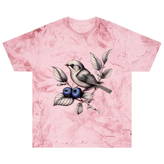 Bird on a Blueberry Branch Blast T Shirts