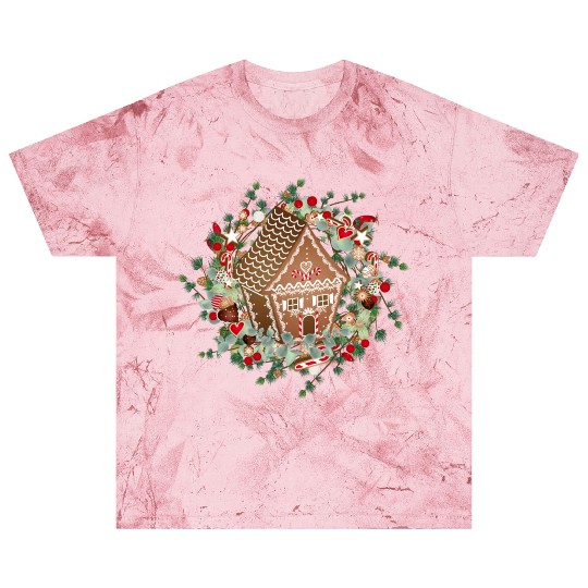 Gingerbread house in a larch wreath for Christmas Blast T Shirts