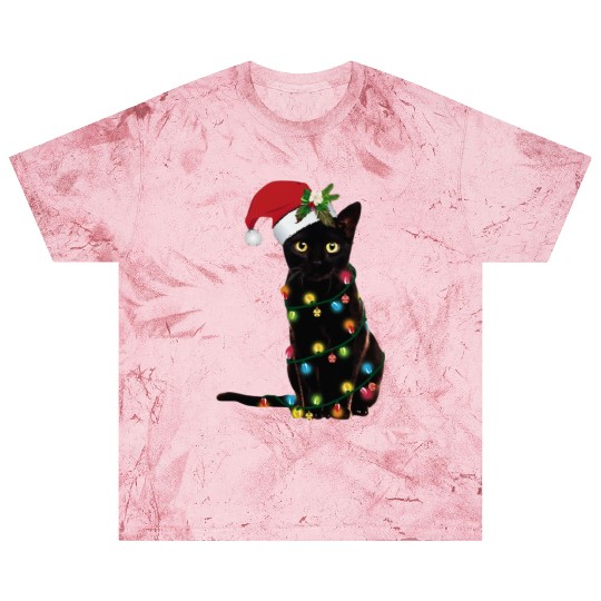 Santa Black Cat Tangled Sup In Christmas Blast T Shirts