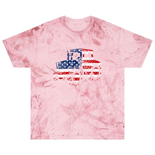 Patriotic US Flag Tractor Farmer Funny Farmer Gift Blast T Shirts