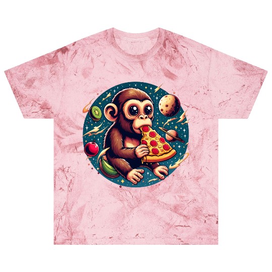 Space monkey enjoys pizza Blast T Shirts