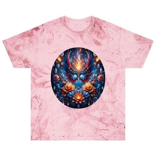 Phoenix Rebirth in Cosmic Bloom Blast T Shirts