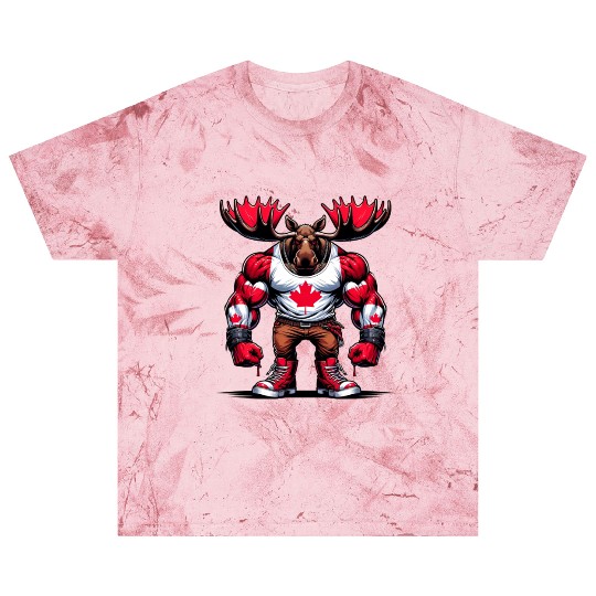 Canada elk with national flag Blast T Shirts