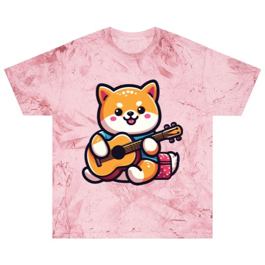 Cute Shiba Inu Playing Guitar Geek Cartoon Blast T Shirts