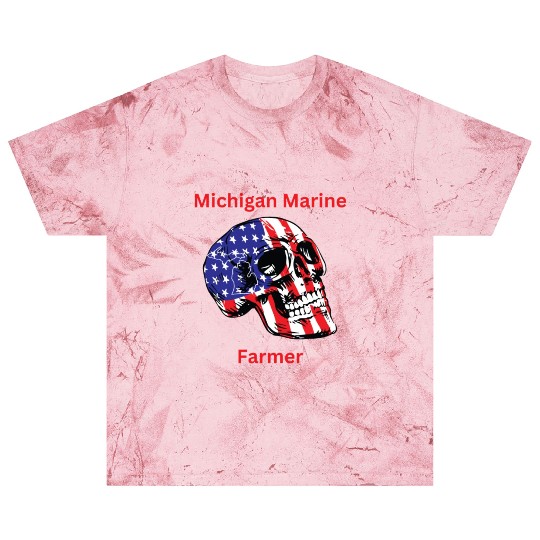 MichiganMarineFarmer with patriotic skull Blast T Shirts