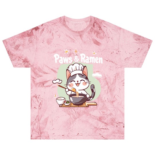 Paws and Ramen Funny Cats Animal Sayings Blast T Shirts