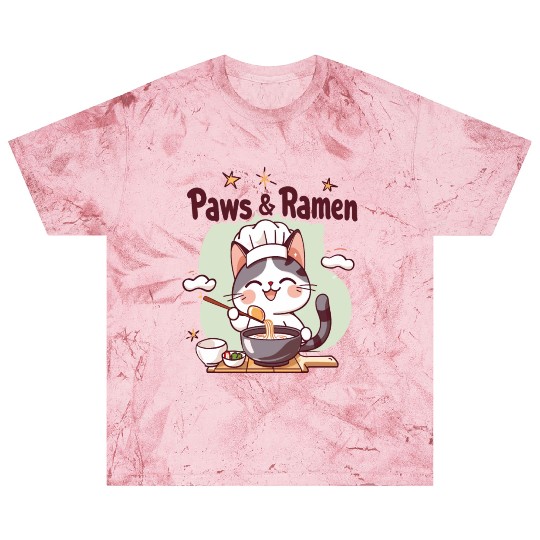 Paws and Ramen Funny Cats Animal Sayings Blast T Shirts