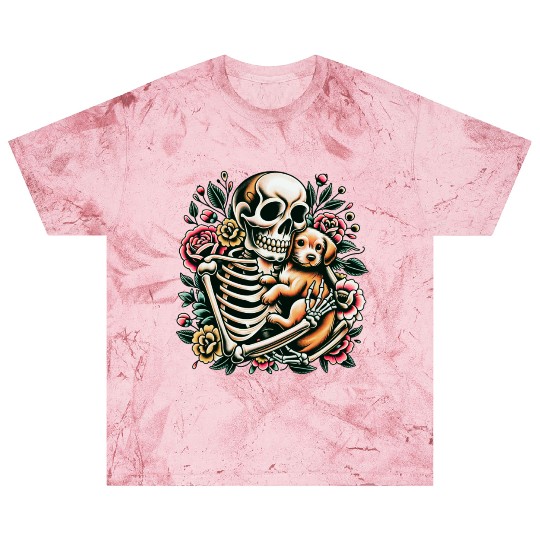 Skeleton Cute Puppy Dog Floral Old School Vintage Blast T Shirts