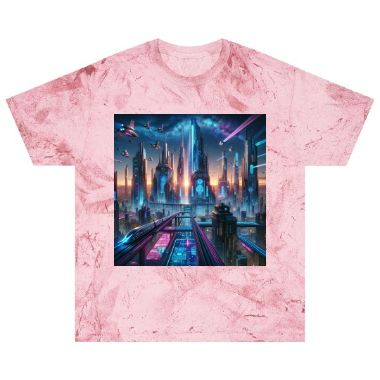 Future Metropolis Neon Cityscape at Night Blast T Shirts