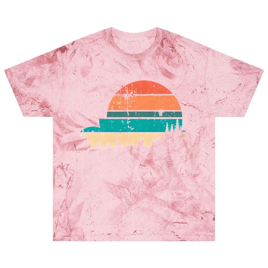 Retro Evergreen Sunset Stepped Circle Design Blast T Shirts