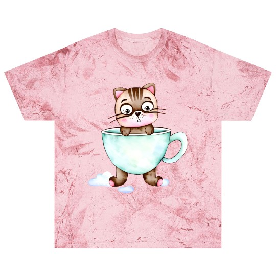 Surprised Silly Cat Wearing Coffee Cup Blast T Shirts