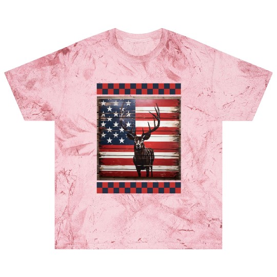 American Flag Deer Tracks Woodland Camo Hunting Blast T Shirts
