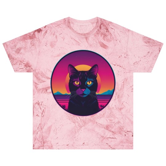 Synthwave Black Cat Blast T Shirts