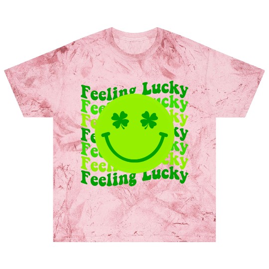 Irish Clover Feeling Lucky Smiling Face Blast T Shirts