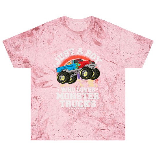 Just A Boy Who Loves Monster Trucks Toddler Kids Blast T Shirts