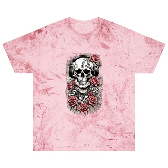 Rock & Roses Blast T Shirts: Skull, Roses & music nout
