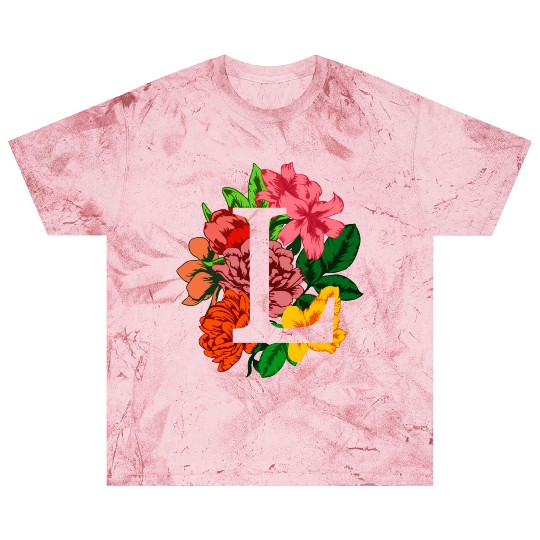Capital letter L monogram with peony, lily flowers Blast T Shirts