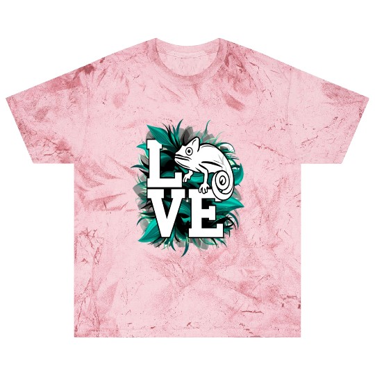 Chameleon Lizard Love Green Teal Text Design Blast T Shirts