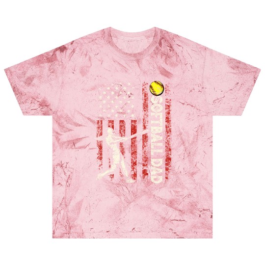 Softball Dad US Flag Gifts For Dad Men Patriotic Blast T Shirts