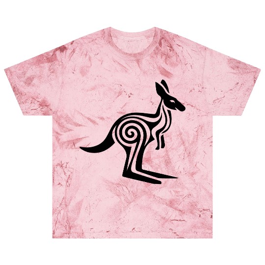 Kangaroo Tribal Style Swirl Vector Design 1 Color Blast T Shirts