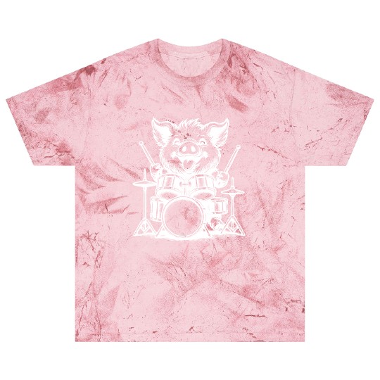 Pig Drummer Farm Beat White Design Blast T Shirts