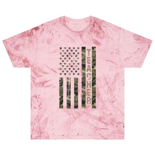 Teacher United States Distressed Camo Blast T Shirts