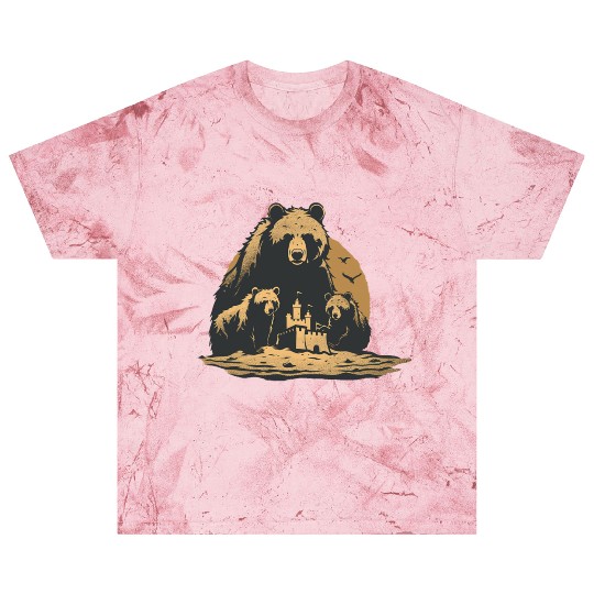 Momma Bear and Two Bear Cubs Building a Sand Castl Blast T Shirts