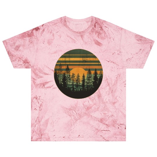 Sunset Forest Nature Outdoors Retro 80s Vibe 4 Blast T Shirts