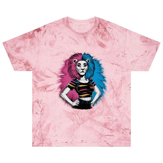 Punk Lion with pink and blue hair retro style for Blast T Shirts