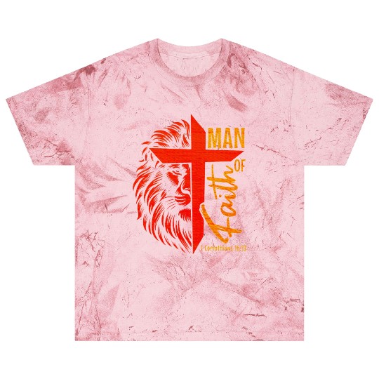 Man Faith Cross Christian Lion Bible Scripture Blast T Shirts