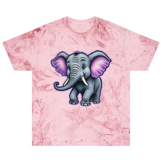 AI Airbrushed Purple & Gray Elephant Cartoon Blast T Shirts
