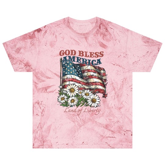 God Bless America 4th Of July US Flag Daisy Blast T Shirts