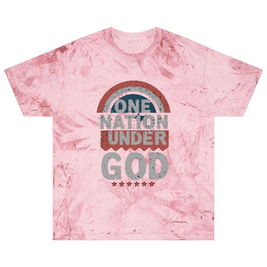 One Nation Under God Christian Pride Retro US Flag Blast T Shirts
