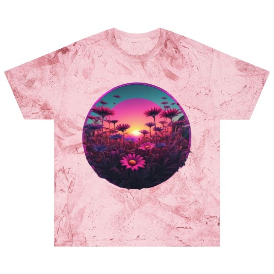 Synthwave Wild Flower Design Blast T Shirts