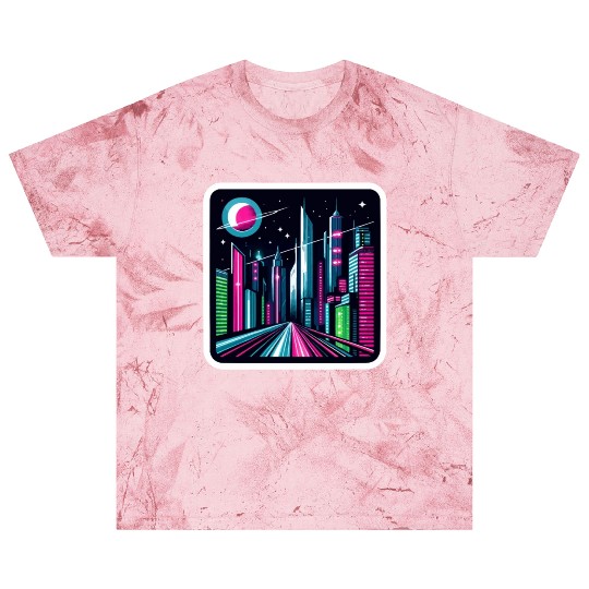Futuristic cityscape Retro Synthwave Cyberpunk Blast T Shirts