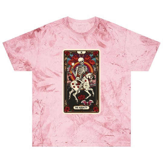 Skeleton on Unicorn Tarot Card Audacity Tarot Blast T Shirts