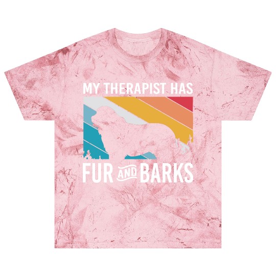 My Therapist Has Fur And Barks Retro Therapy Dog Blast T Shirts