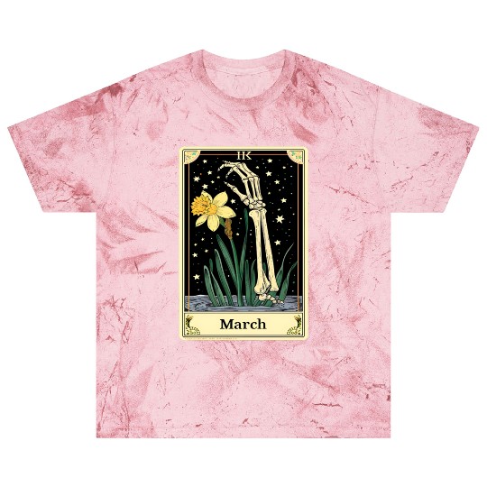 March Gothic Tarot Card - Daffodil Flower & Skelet Blast T Shirts