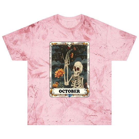 October Gothic Tarot Card - Marigold Flower & Skel Blast T Shirts