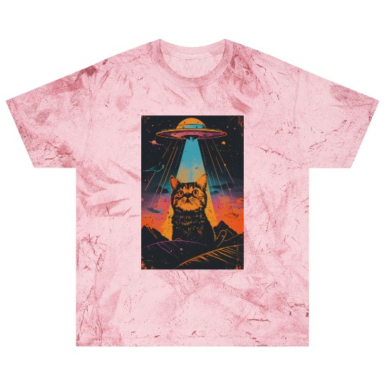 Catzilla Vintage Funny Cute Cat Art Alien and Cat Blast T Shirts