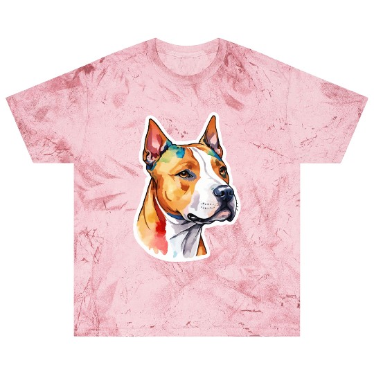 American Staffordshire Terrier Watercolor Blast T Shirts