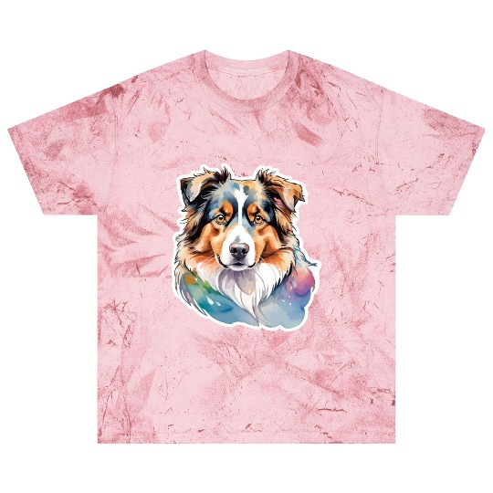 Australian Shepherd Watercolor Blast T Shirts