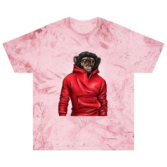 Monkey Wearing A Red Blast T Shirts Animal Lover Graphic